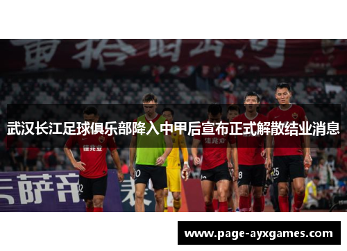 武汉长江足球俱乐部降入中甲后宣布正式解散结业消息
